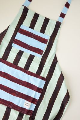 Damson Madder Baumwollschürze mit gemischten Streifen