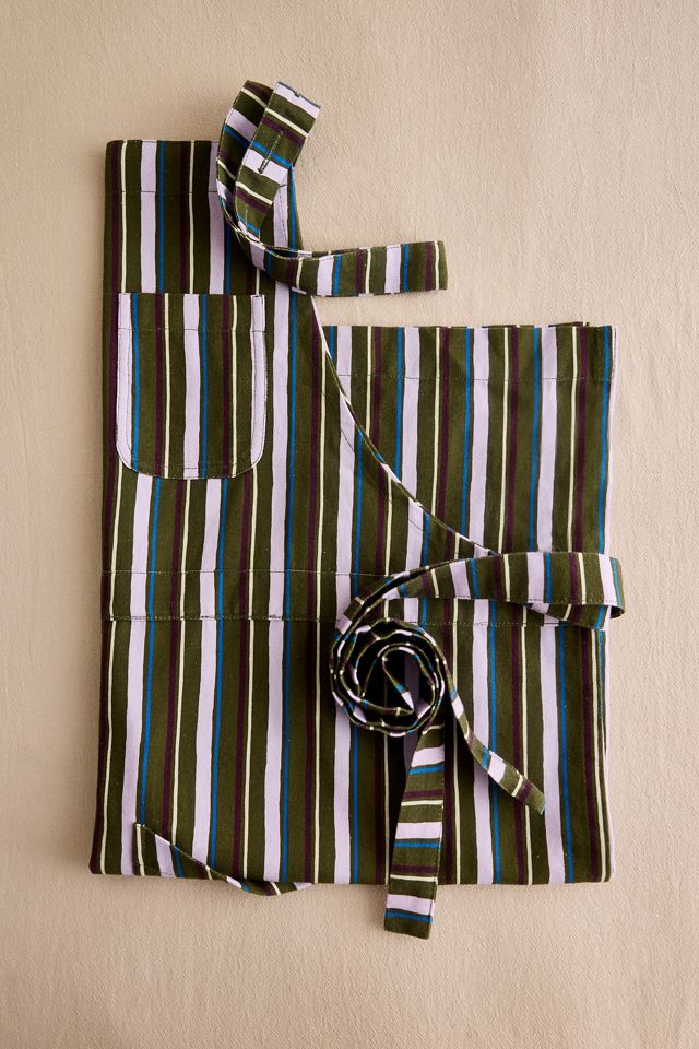 Damson Madder Stripe Cotton Apron #1