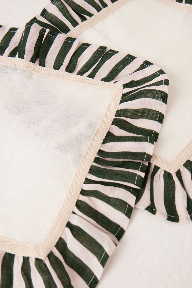 Amuse La Bouche Ruffle Stripe Square Linen Napkins, Set of 2 #2