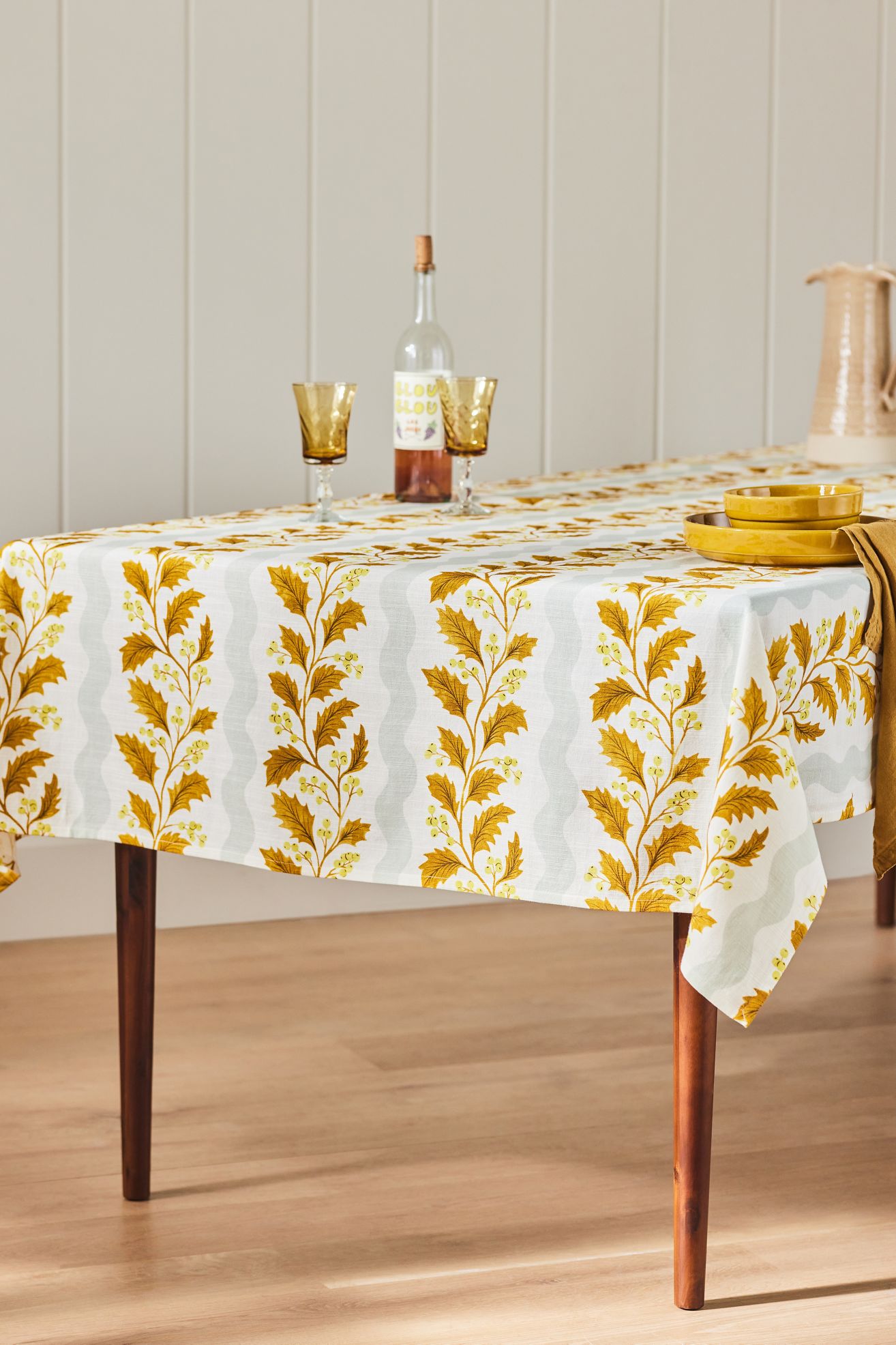 Mae Cotton Tablecloth - Gold, Standard, 60" x 90"