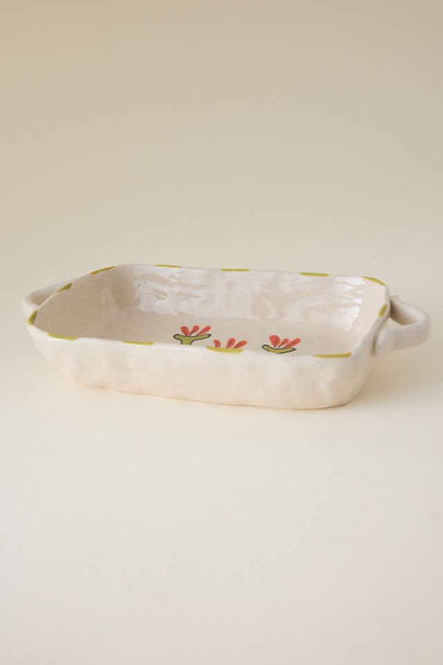 Hand-Painted Stoneware Baking Dish #1