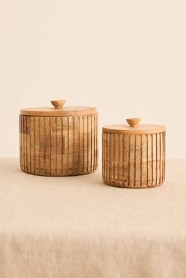 Mango Wood Jars, Set of 2