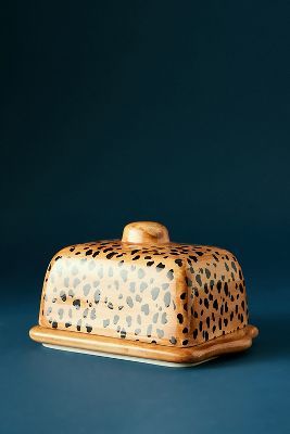 Anna + Nina Leopard Butter Dish In Brown