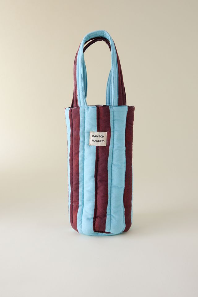 Damson Madder Quilted Stripe Wine Bottle Bag #1