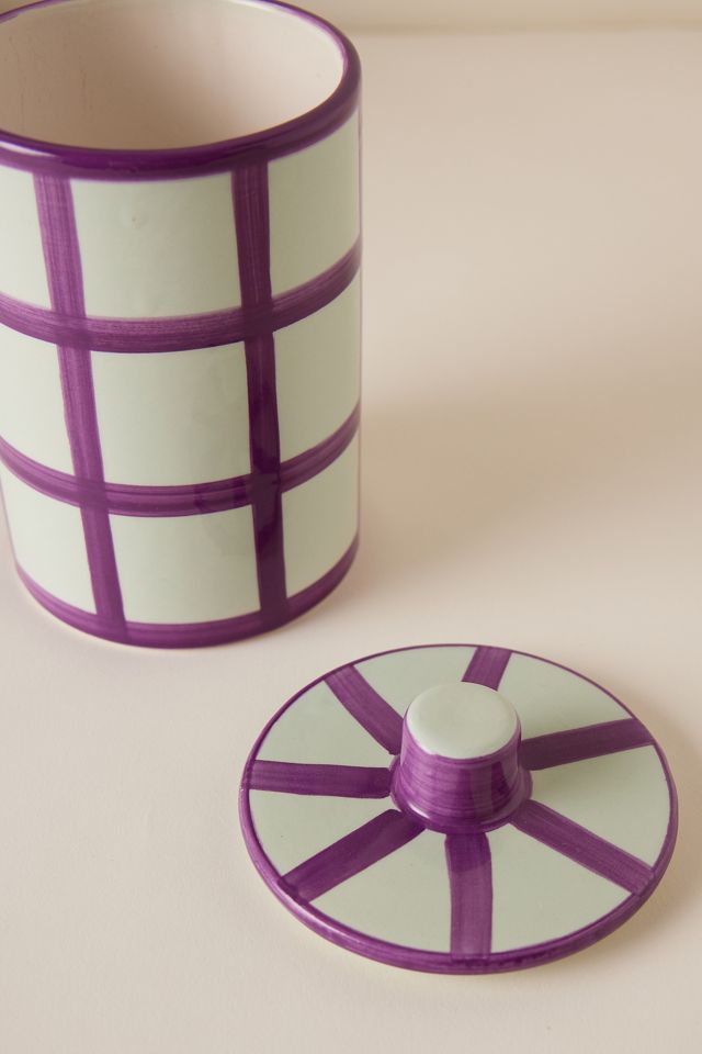 Vaisselle for Anthropologie Ceramic Gingham Kitchen Canister #1