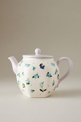 By Anthropologie Pia Floral Teapot In White