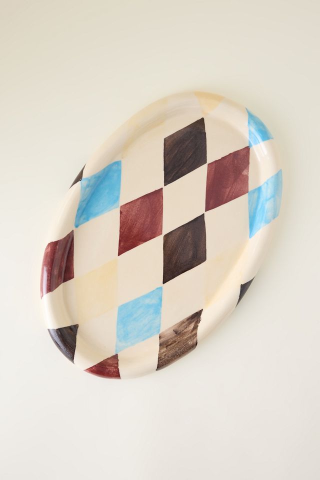 Bandeja para Servir Damson Madder Pintada a Mano Arlequín #3