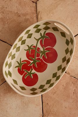 Damson Madder Handpainted Check Tomato Serving Bowl