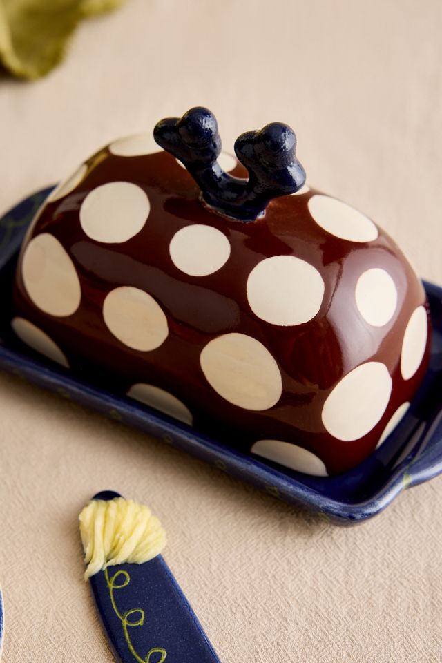 Damson Madder Piatto per Burro a Pois e Spalmatore #2