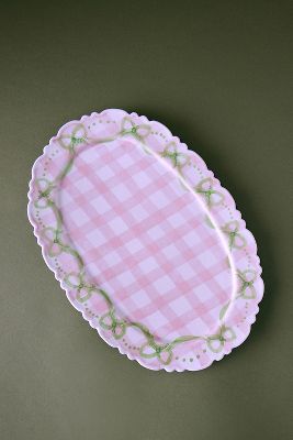 Damson Madder Frilly Hand-painted Platter In Pink