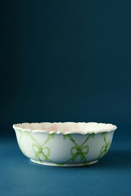 Shop Damson Madder Frilly Hand-painted Salad Bowl