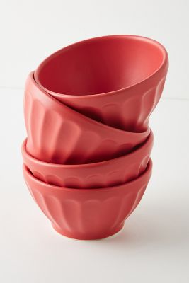 Anthropologie Matte Latte Bowls, Set Of 4 In Pink