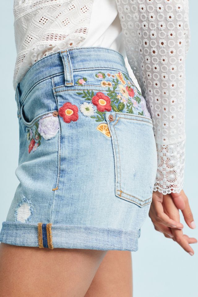 Pilcro Mid-Rise Embroidered Boyfriend Shorts #2