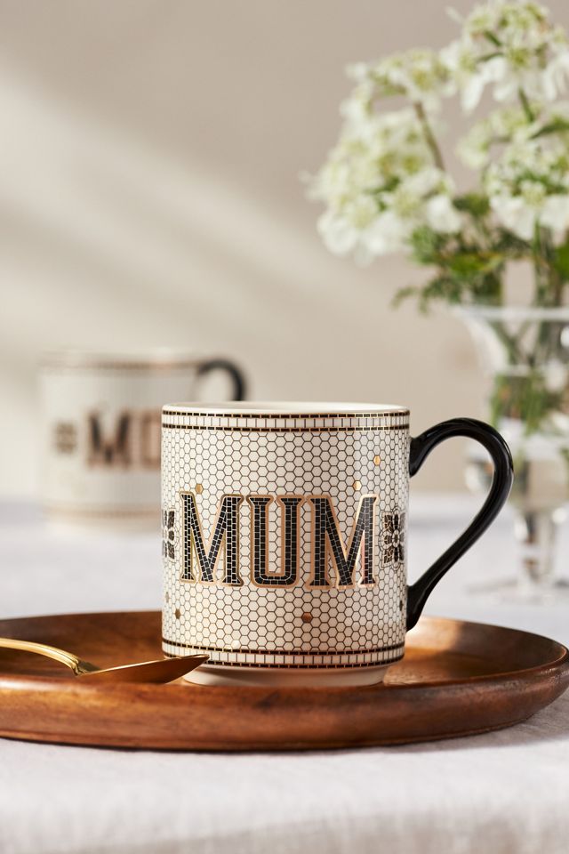 By Anthropologie Bistro Tile Name Mug #1