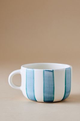 Anna + Nina Powder Striped Cappuccino Mug In Blue