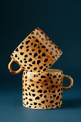 Anna + Nina Leopard Mug, Set Of 2 In Brown