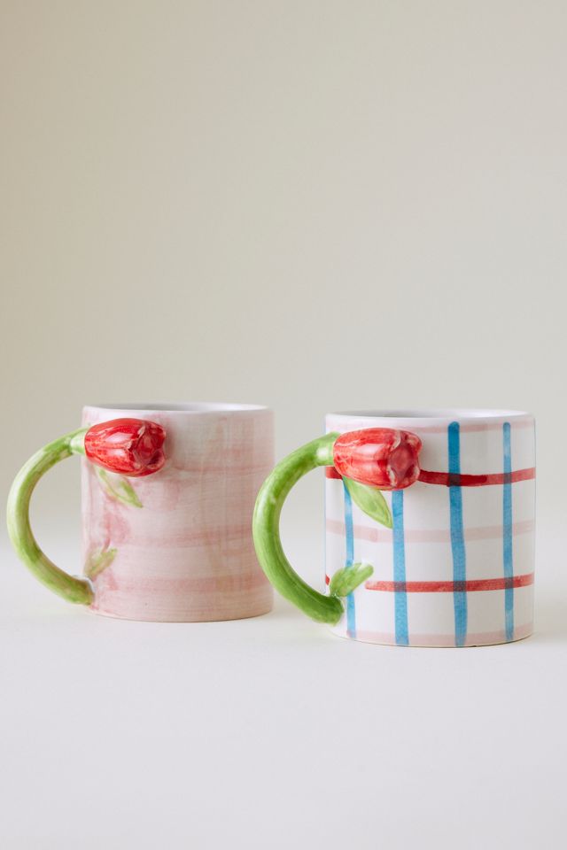 Damson Madder Handpainted Tulip Check Mug #2
