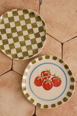 Damson Madder Piatti Laterali Dipinti a Mano, Set di 2