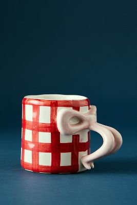 Damson Madder Hand-painted Bow Mug In Red