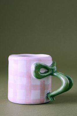 Damson Madder Hand-painted Bow Mug In Pink