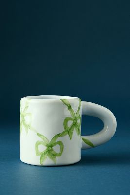 Damson Madder Hand-painted Bow Mug In White