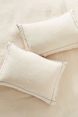 Stitched Linen Shams, Set of 2