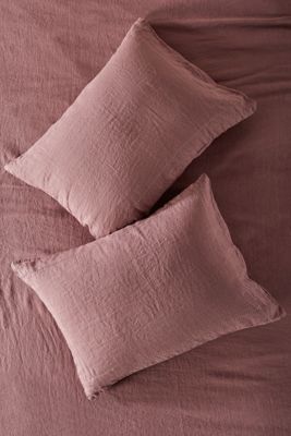 Stitched Linen Shams, Set of 2
