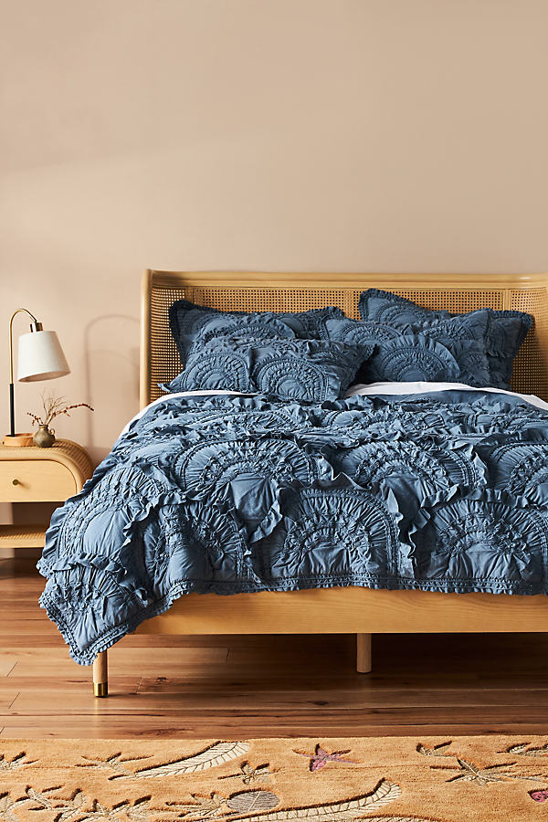 Anthropologie Rivulets Quilt By  In Blue Size Q Top/bed