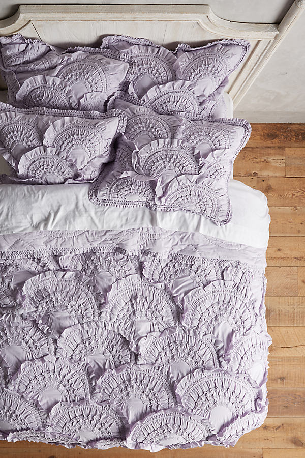 Anthropologie Rivulets Quilt By  In Purple Size Q Top/bed