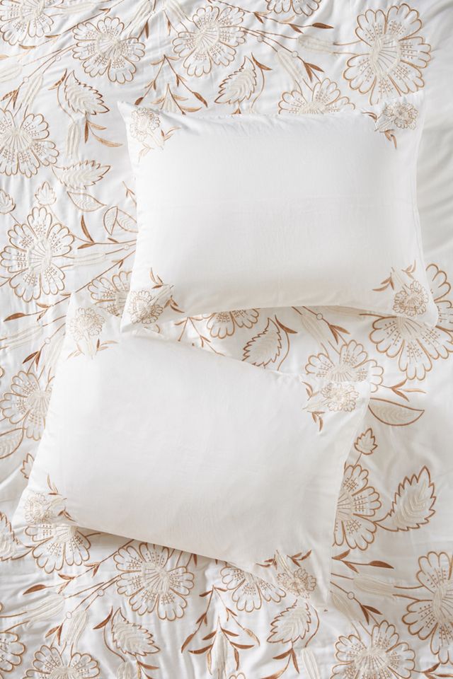 Embroidered Saffron Shams, Set of 2