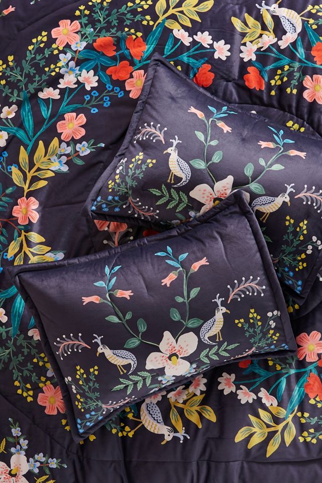 Rifle Paper Co. for Anthropologie Velvet Luxembourg Shams, Set of 2
