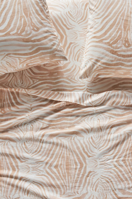 Anthropologie Organic Percale Printed Sheet Set By  In Beige Size Full Sheet