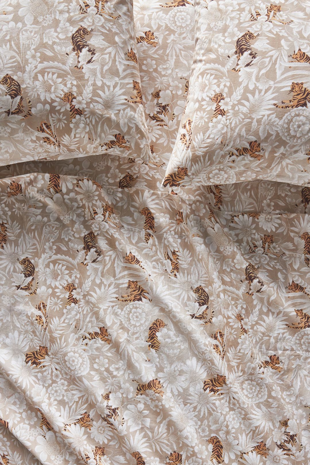 Organic Cotton Percale Printed Sheet Set - Vincent Beige, King