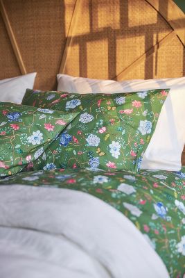 Anthropologie Organic Percale Printed Sheet Set By  In Green Size Pllwcs Kng