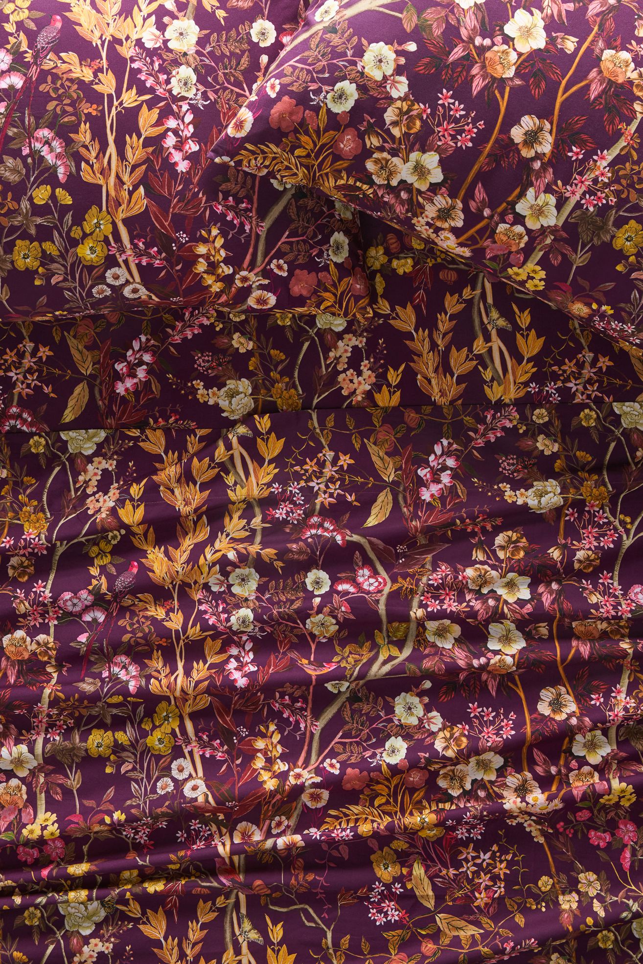 Organic Cotton Percale Printed Sheet Set - Plum, Queen