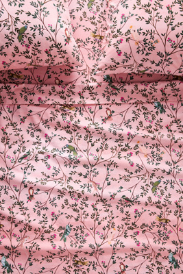 Pink Cotton Percale Printed Sheet Set - Queen
