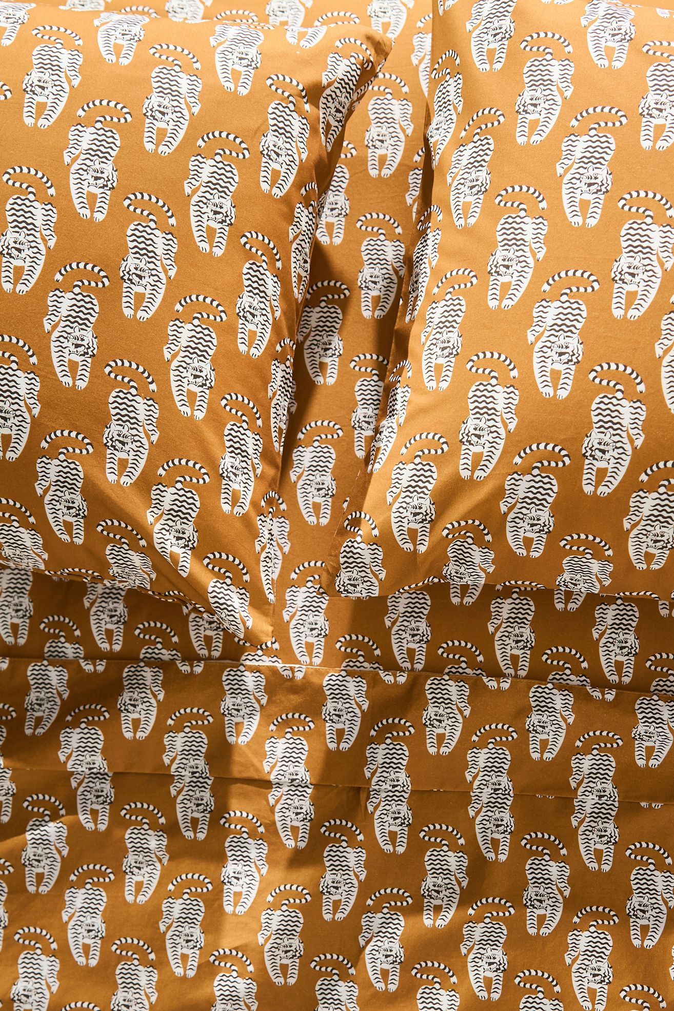Organic Cotton Percale Printed Sheet Set - Isa Tiger, Queen