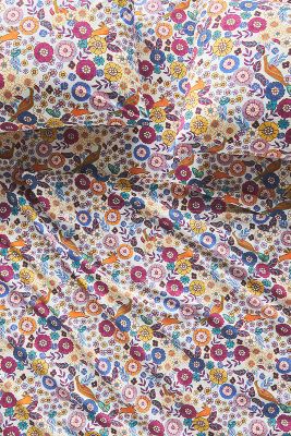 Anthropologie Organic Percale Printed Sheet Set By  In Blue Size Twn Xl Sht