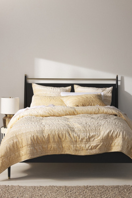 Anthropologie Lustered Velvet Alastair Quilt By In White Size Tw Top/bed ModeSens