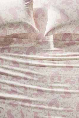 Anthropologie Organic Sateen Printed Sheet Set By  In Purple Size Twn Xl Sht