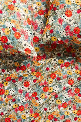 ANTHROPOLOGIE ORGANIC COTTON SATEEN PRINTED SHEET SET