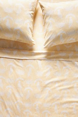 Anthropologie Organic Sateen Printed Sheet Set By  In Yellow Size Tw Sht Set