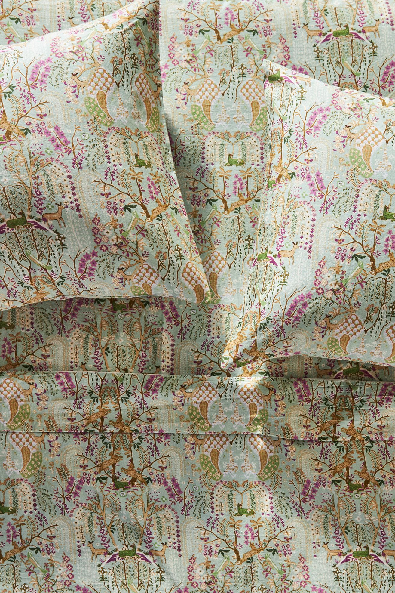 Organic Cotton Sateen Printed Sheet Set - Mint, King