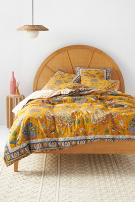 Darby Cotton Slub Printed Duvet - King - Ochre