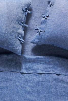 Anthropologie Harmony Hemp Sheet Set In Blue
