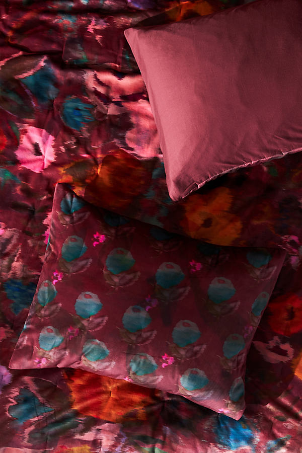 Set of 2 Velvet Watercolour Floral Pillowcases
