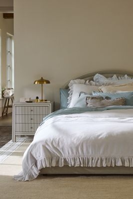 Organic Cotton Spa Sateen Ruffled Duvet Cover