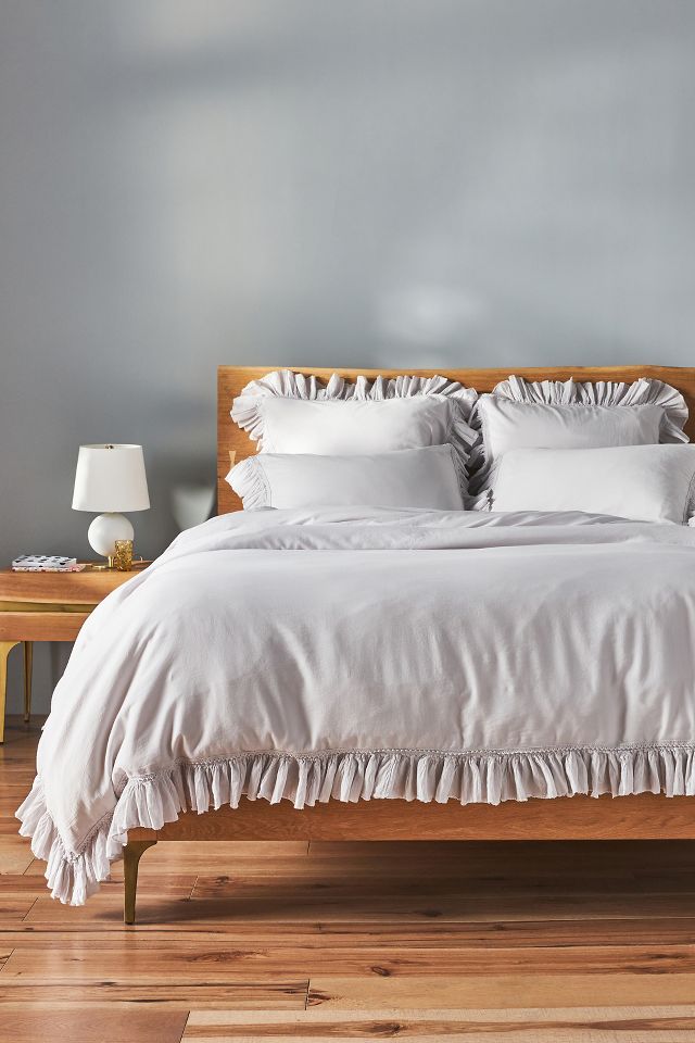 Ruffled Organic Spa Sateen Duvet Cover