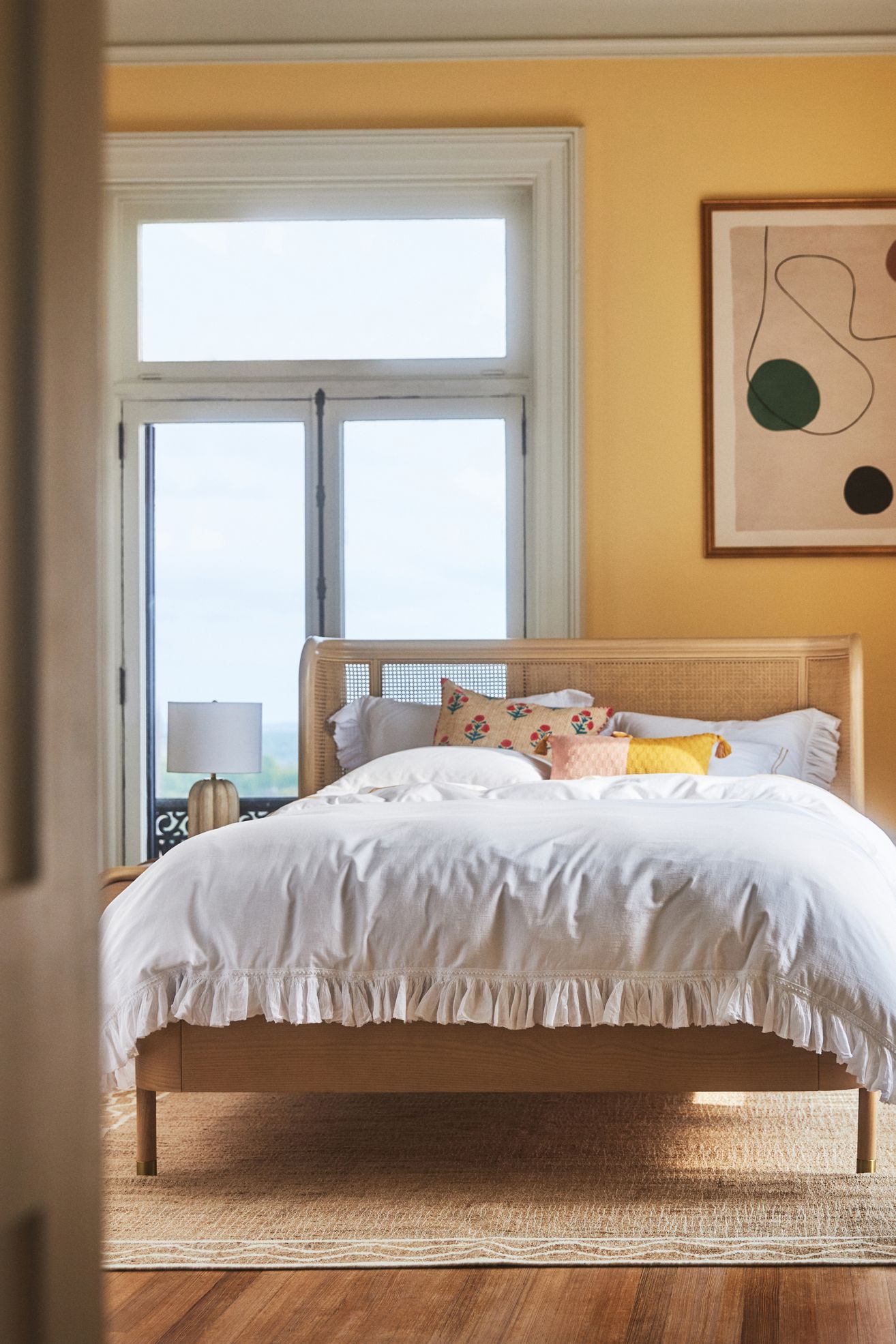Organic Cotton Spa Sateen Ruffled Duvet Cover - White, King