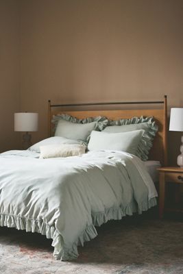 Organic Cotton Spa Sateen Ruffled Duvet Cover